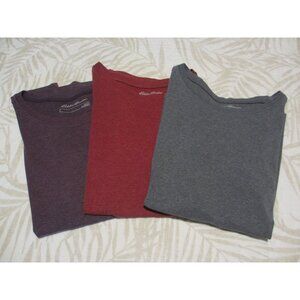 Eddie Bauer Womens Classic Fit Crewneck T-Shirts In Burgundy Purple & Gray